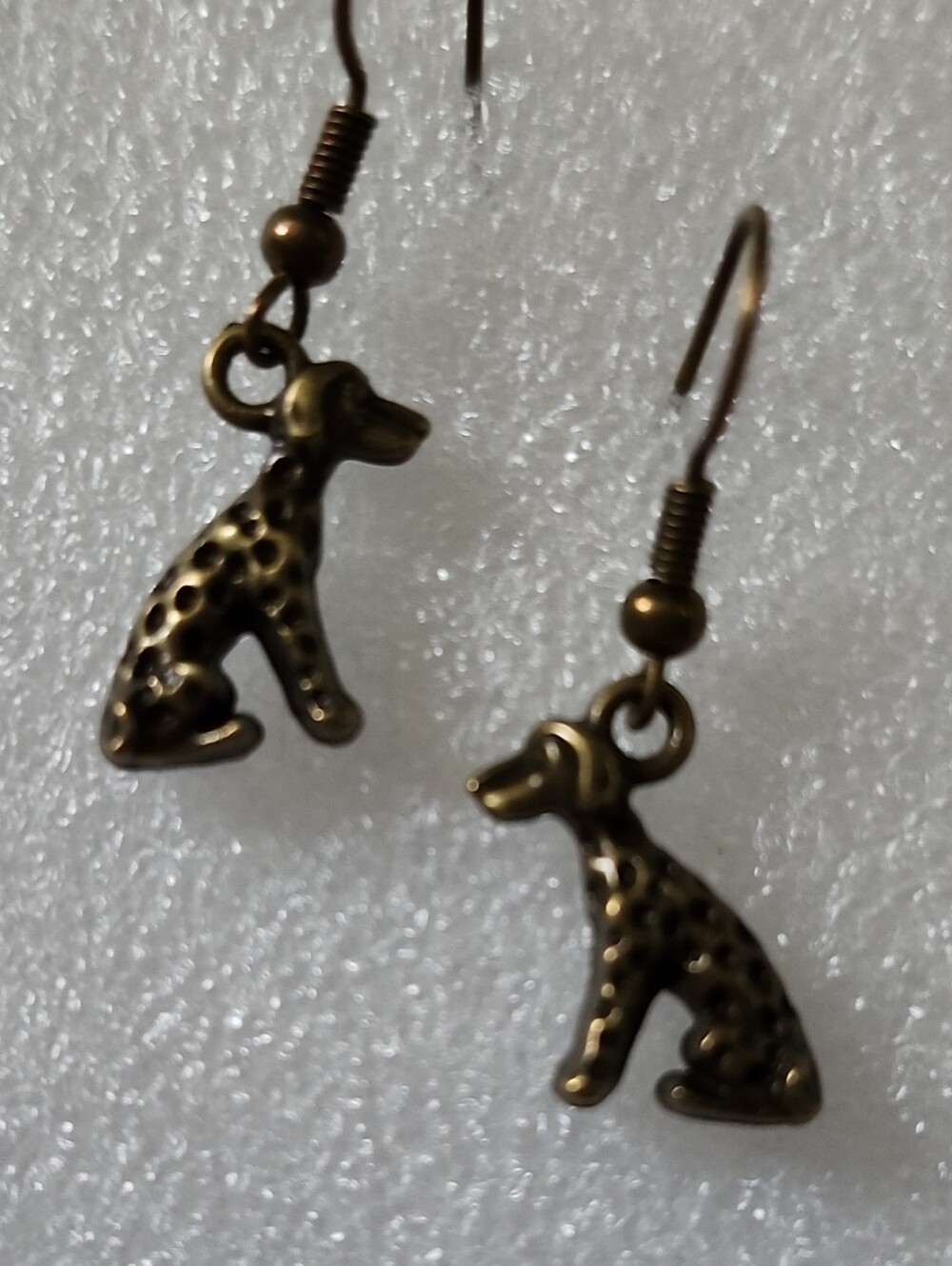 Hand Crafted Antique Bronze Tone Dog Silhouette Dangle Earrings